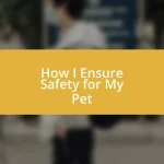 How I Ensure Safety for My Pet