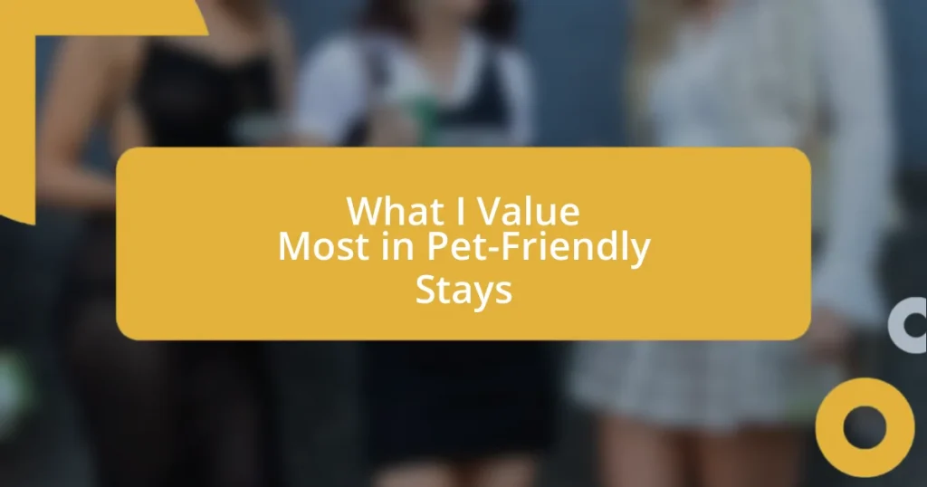 What I Value Most in Pet-Friendly Stays